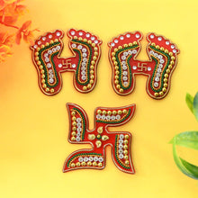 Decorative Laxmi Charan (Pagla) & Swastik Combo Set (3pc Set)
