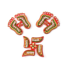 Decorative Laxmi Charan (Pagla) & Swastik Combo Set (3pc Set)
